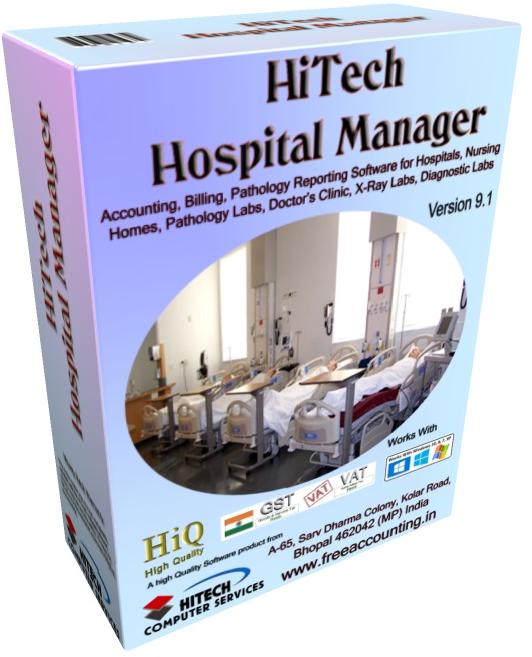 Hospital , hospital, Nursing Home, Hospital Management Software, Hospital Accounting Software, HiTech Hospital Manager, Accounting Software for Hospitals, Hospital Software, Business Management and Accounting Software for hospitals, nursing homes, diagnostic labs. Modules : Rooms, Patients, Diagnostics, Payroll, Accounts & Utilities. Free Trial Download