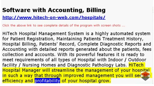 Hospital Management Software, Hospital Software, Accounting Software for Hospitals, Accounting and Business Management Software for hospitals, nursing homes, diagnostic labs. Modules : Rooms, Patients, Diagnostics, Payroll, Accounts & Utilities. Free Trial Download.
