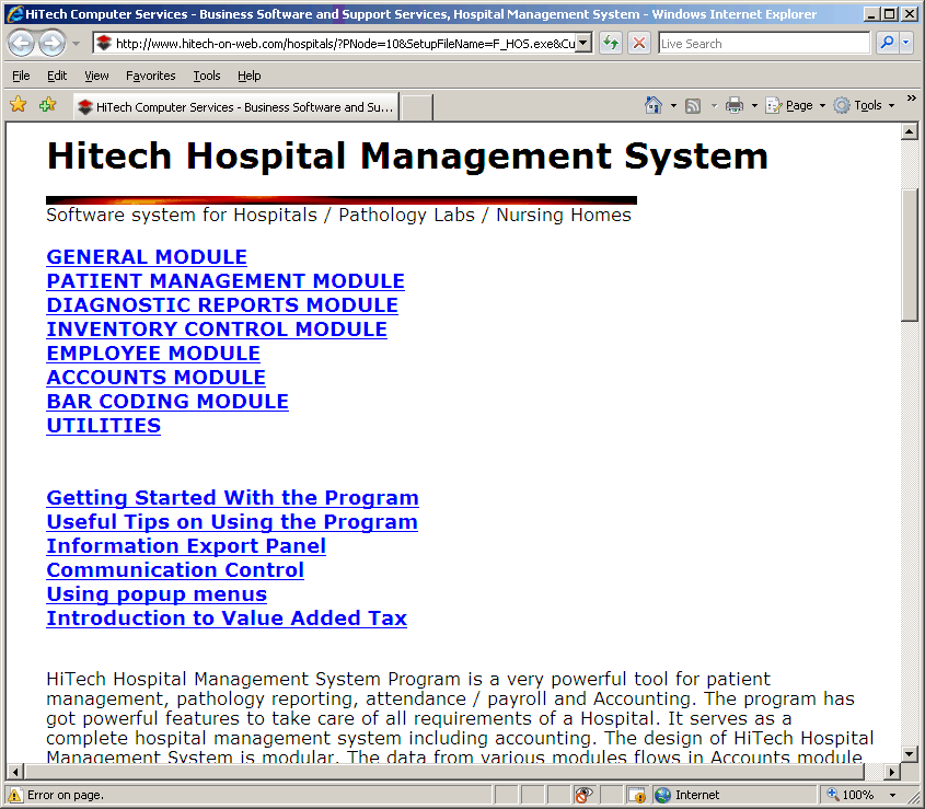 Healthcare Software Systems, Hospital Management Software, Hospital Software, Accounting Software for Hospitals, Hospital Software, Accounting and Business Management Software for hospitals, nursing homes, diagnostic labs. Modules : Rooms, Patients, Diagnostics, Payroll, Accounts & Utilities. Free Trial Download